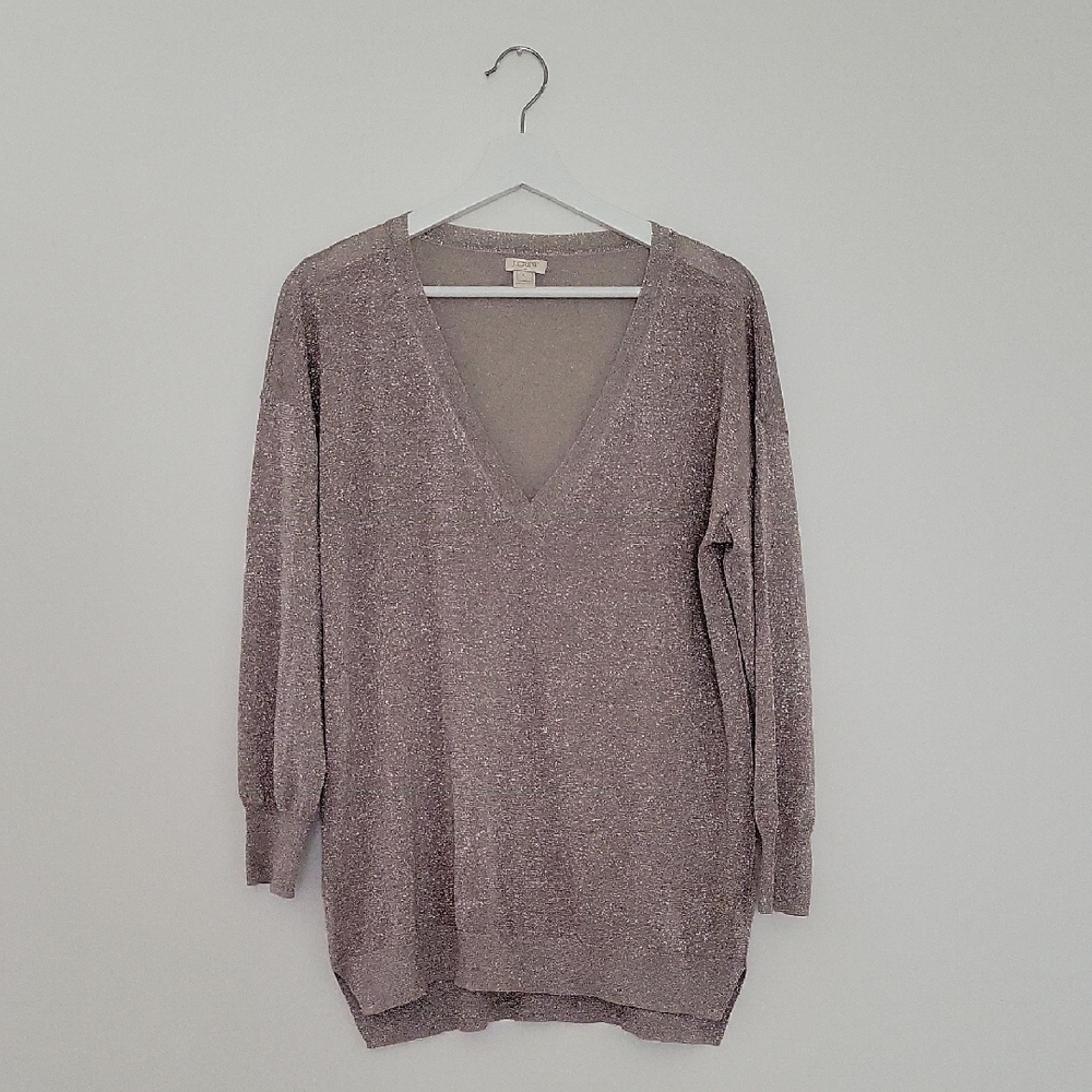 J.Crew | Metallic V-Neck Sweater | Size Large